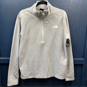The North Face Dot Knit Thermal Gray Quarter-Zip Pullover light gray size medium